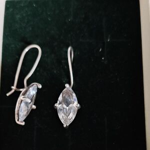 Clear Marquise Drop Earrings in Silver Tone - Unbranded